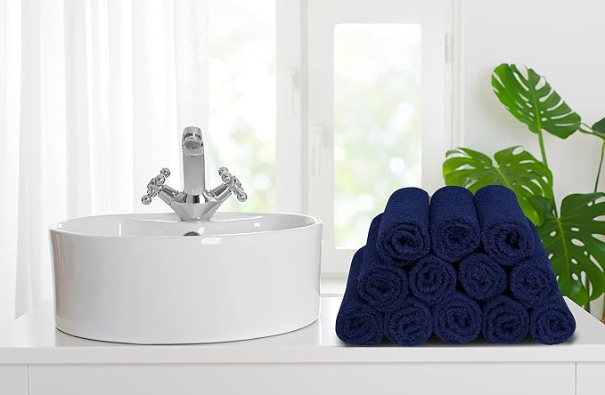 100% Cotton Washcloths 60 Pack (12x12 Inches) Soft, Highly Absorbent Washcloth, Face Towels, Wash Cloths for Face, Ring Spun, Bulk Pack (Navy Blue) - Image 4