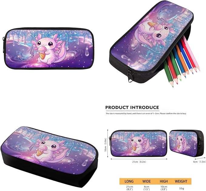 Axolotl Kids School Backpack 4-in-1 Set, Gifts for Girls Age 6-12, 17'' Cute Bookbag with Insulated Lunch Box, Pencil Case & Water Bottle Holder for Back to School Birthday Christmas - Image 6