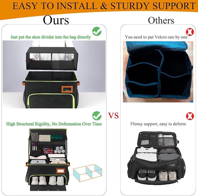 2 Layer Golf Trunk Organizer, Golf Organizer with 2 Pairs Shoes Compartment, Golf Storage Waterproof Car Trunk Locker for Balls, Caps, Clothes, Gloves, Accessories, Gifts for Golfers - Image 3