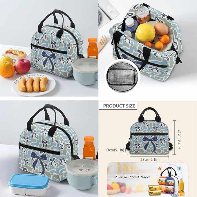 Camo Bow 17 Inch School Backpack Set for Kids, 4 Piece Lightweight Backpack with Lunch Bag, Pencil Case and Water Bottle Holder, 600D School Bag for Students - Image 5