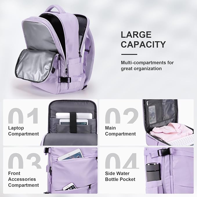 HOMIEE Travel Laptop Backpack for Men Women Personal Item Carry On Bag | Dry Wet Separation Weekender Business College Backpack Mochila de Viaje - Image 3