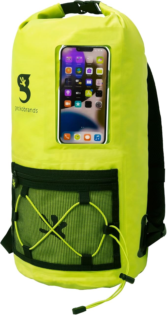 geckobrands Hydroner 20L Waterproof Dry Bag Backpack – Lightweight Roll-Top Bag with Clear Phone Pouch for Outdoor Activities - Image 2