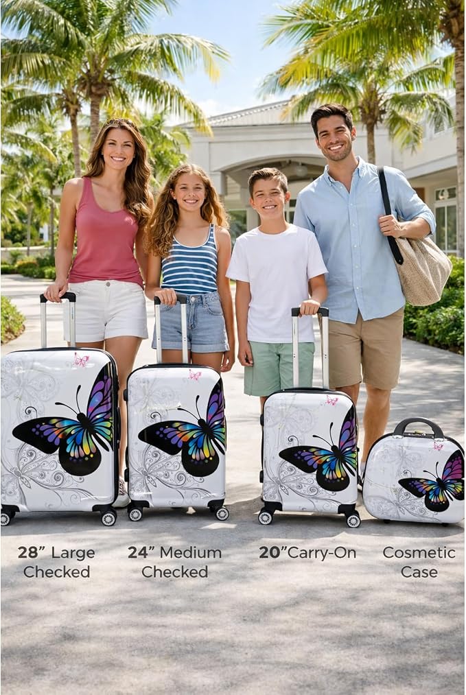 World Traveler Butterfly Luggage, 4-Piece Set - Image 2