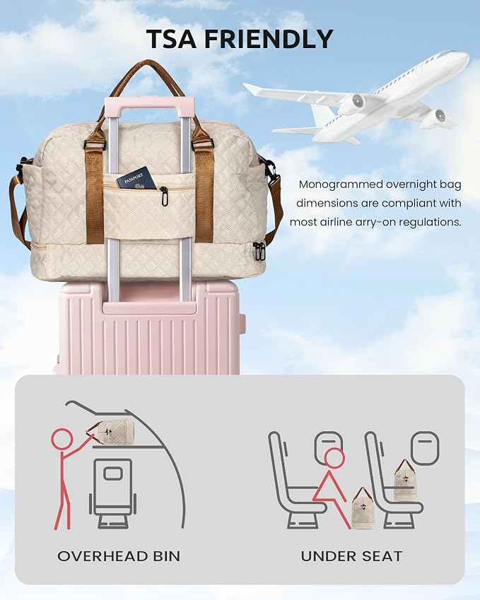 Travel Essential for Girls, Kids Duffle Bag with Shoe Compartment, Personalized Girl Weekender Bag, Gifts for Teenage Girls-Overnight Bag for Women, Travel Bag with Makeup Bag (Letter D) - Image 4