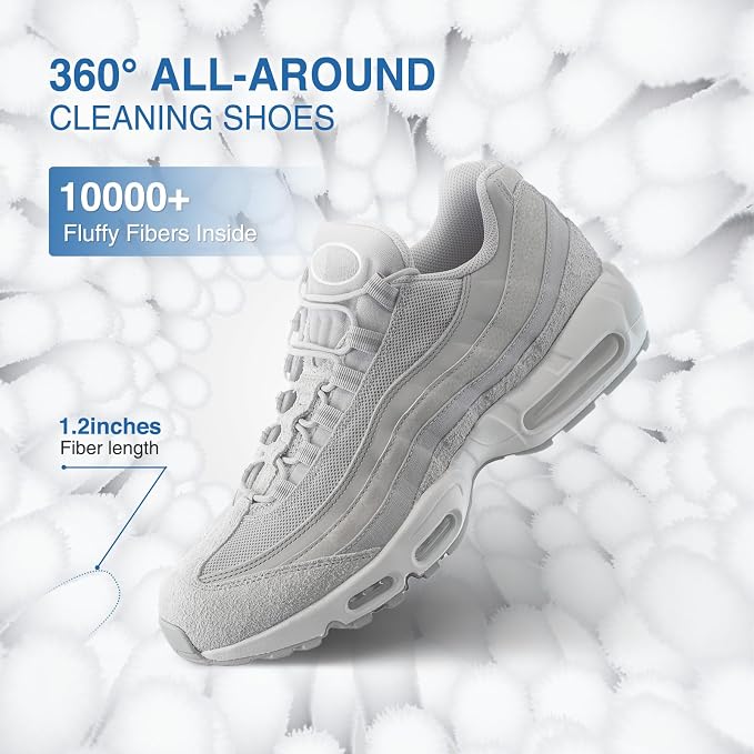 Teletrogy Shoe Washing Bag for Washing Machine, Fluffy Fibers Keep 360° Wrap-around Cleaning, Adjustable Shoe Trees, Durable Hidden Zipper Reusable Laundry Bag for Sneaker Gym Shoes White - Image 2