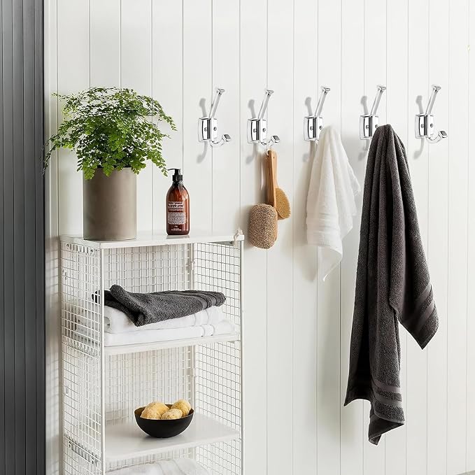 khtumeware 5 Pack 4.7 inch Polished Chrome Coat Hooks Wall-Mounted Hooks | Applicable to hanging,Towel,robe,bathroom,bag,clothes,entryway Zinc Alloy bathroom hooks - Image 4