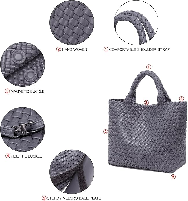 JINMANXUE Fashion Woven Bag Shopper Bag Travel Handbags and Purses Women Tote Bag Large Capacity Shoulder Bags - Image 6