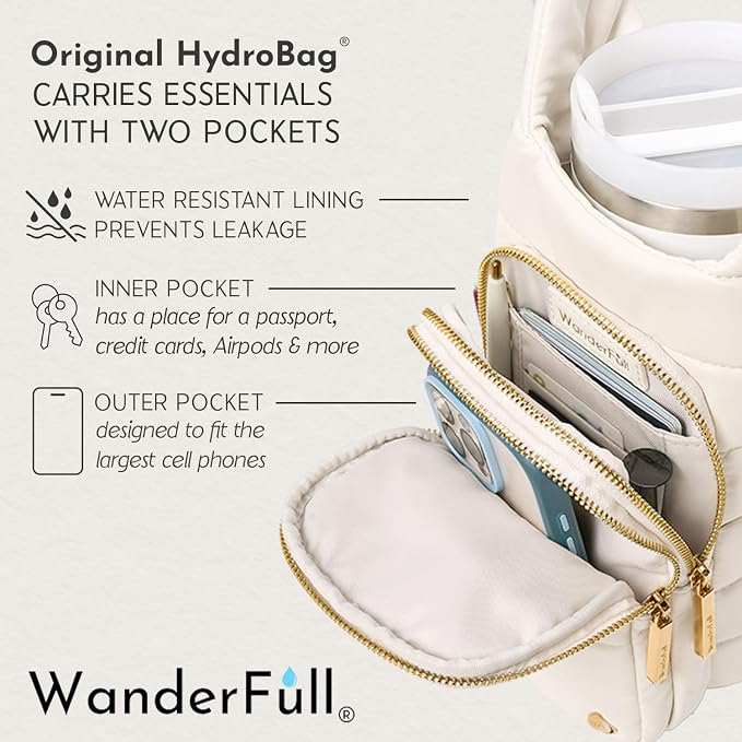 WanderFull HydroBag Handle®, Vegan Leather Hands-Free Crossbody 40 Oz Water Bottle Carrier w/Strap Bundle - Image 6