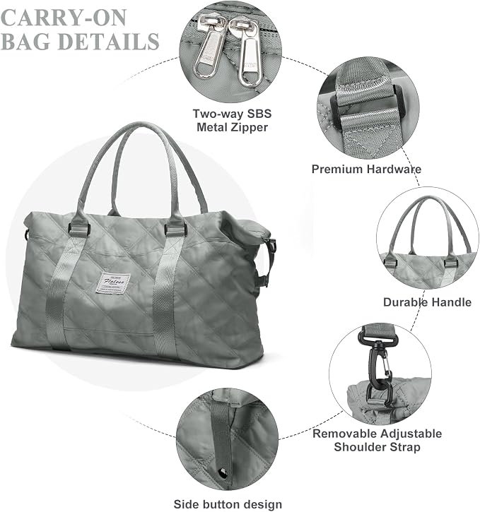 Travel Duffel Bag, Carry On Overnight Weekender Bags for Women | Travel Bag with Wet Pocket & Trolley Sleeve, For Spirit Airlines 18x14x8 Personal Item Bag - Image 6