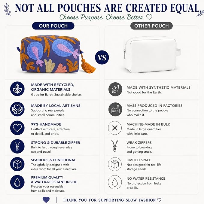 Huar Travel Makeup Bag- Large Capacity Cosmetic Bags for Women - Water Resistance Lining Portable Pouch & Open Toiletry Bag - Perfect Girls Makeup Organizer for Travel Essentials (Dark Blue) - Image 4