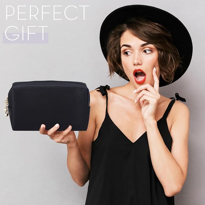 Kigeli Aesthetic Makeup Bags PU Leather Cosmetic Pouches Waterproof Plain Toiletry Bags Makeup Pouches Bulk for Women Party Gift Travel Storage Organizer(Black,7.1 x 2.8 x 4.3 in) - Image 7