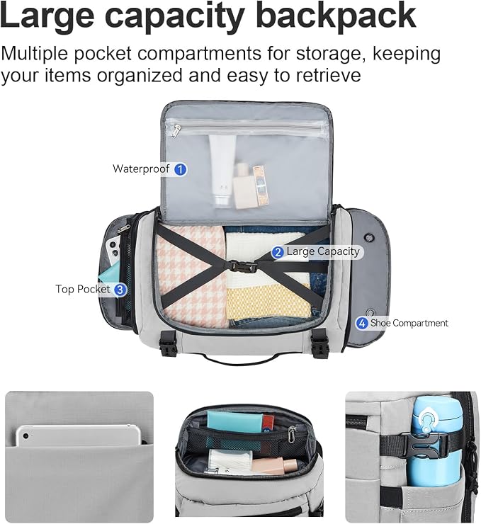 Carry On Travel Backpack Flight Approved Laptop Backpack for Women Men | Personal Item Travel Bag, Casual Weekender Daypack with Wet Pocket for Business, Hiking - Image 3