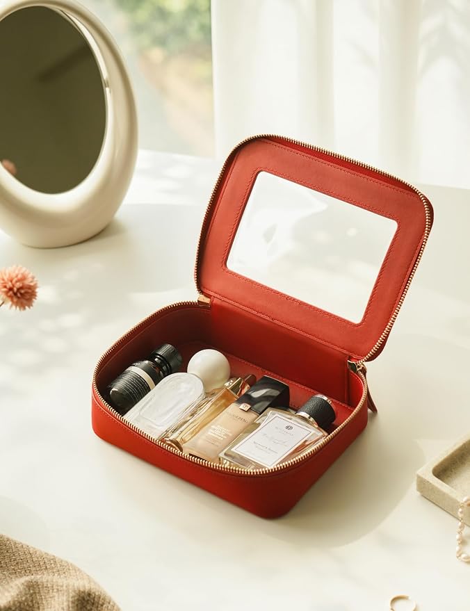 Popvibe Clear Makeup Bag Travel Cosmetic Case Toiletry Bag with Zipper, Red, Medium and Large - Image 7