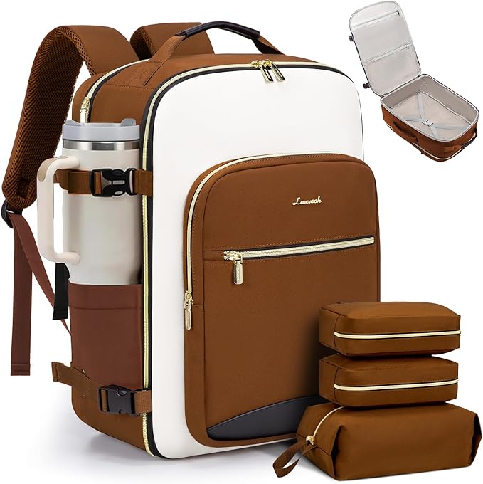 LOVEVOOK 40L Travel Backpack for Women & Men, Airline Approved Carry On Luggage with 3 Packing Cubes, TSA Overnight Bags, Waterproof Personal Item Bag, Weekender Essentials Backpacks fits 17" Laptop by LOVEVOOK