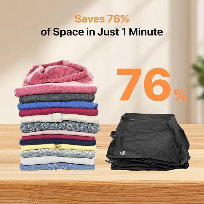 Travel Vacuum Bags with Wireless Pump 70L, 24in Vacuum Bags for Travel Reusable, IP68 Waterproof, Fits 20/24/28in Suitcase, Backpack, Home Storage (2PC + Pump) - Image 4