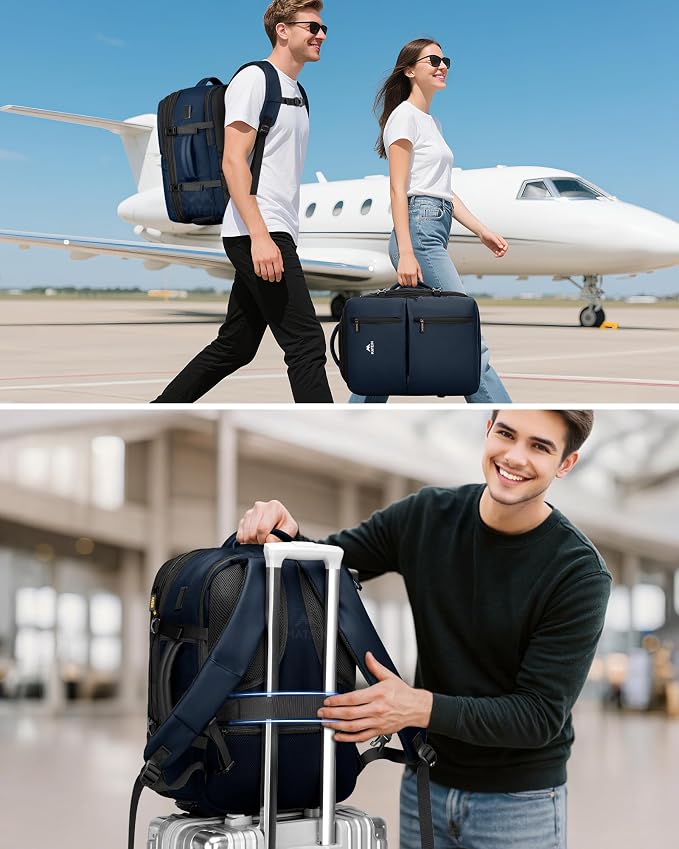 MATEIN Personal Item Backpack 18x14x8, Expandable Underseat Travel Backpack | Large Carry on Bag Luggage, Shoe Compartment Removable, TSA Approved, Fit 17.3 inch Laptop, For Frontier Airlines, Blue - Image 6