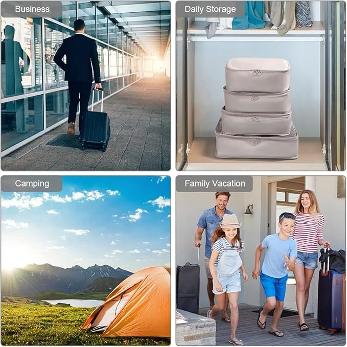 8 Pcs Packing Cubes, Travel Luggage Organizer for Men and Women, Toiletry Bag, Packing Cubes for Travel - Set of 8, 2. Beige, 9 Pieces Set with Toothbrush Holder, Travel Accessories - Image 7