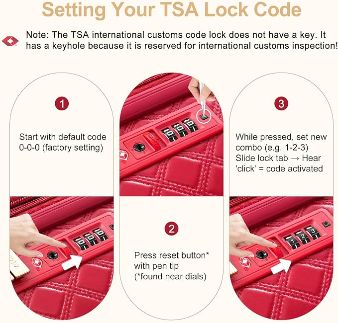 NZBZ Vintage Luggage Sets for Women, 3 Piece PU Leather Retro Suitcase with Spinner Wheels & TSA Lock, Cute Quilted Expandable Carry On Luggage (Retro Burgundy, 20" 24" 28") - Image 8