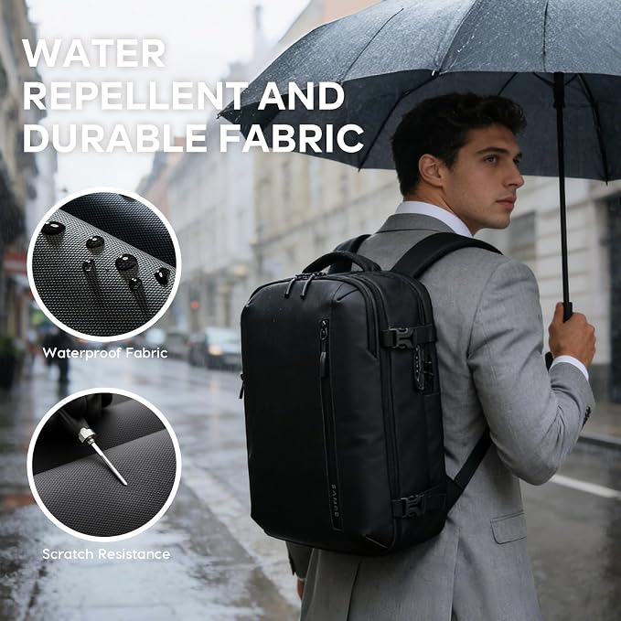 BANGE Travel Backpack with 15.6 Inch Laptop Compartment & TSA Lock for Men and Women, Water-Resistant Large Carry-On, Flight Approved,Black - Image 8