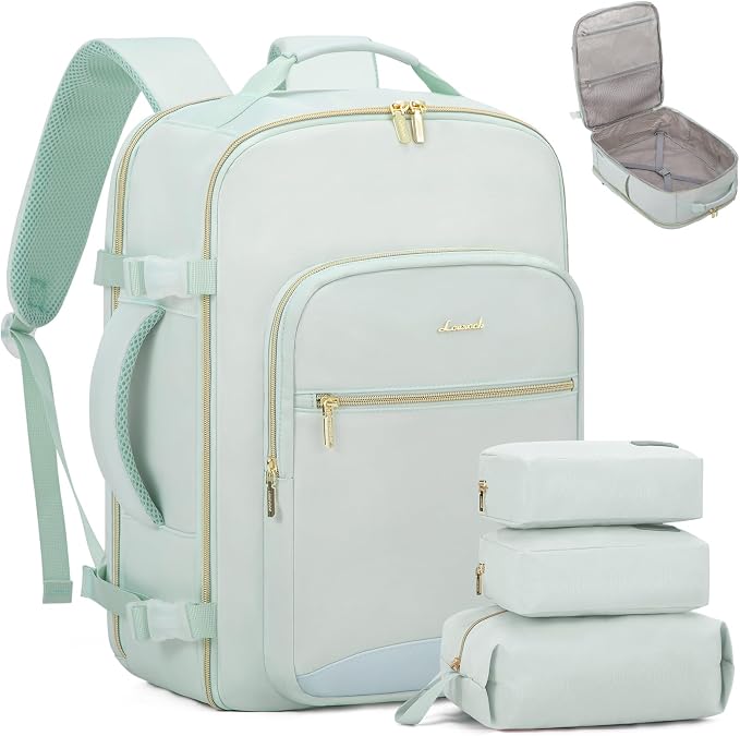 LOVEVOOK 40L Travel Backpack Flight Approved Carry on Backpack,3 Packing Cubes,Waterproof Personal Item Travel Bag,TSA Carry on Luggage Suitcase Travel Essentials,Gifts for Women & Men,fits 17" Laptop by LOVEVOOK