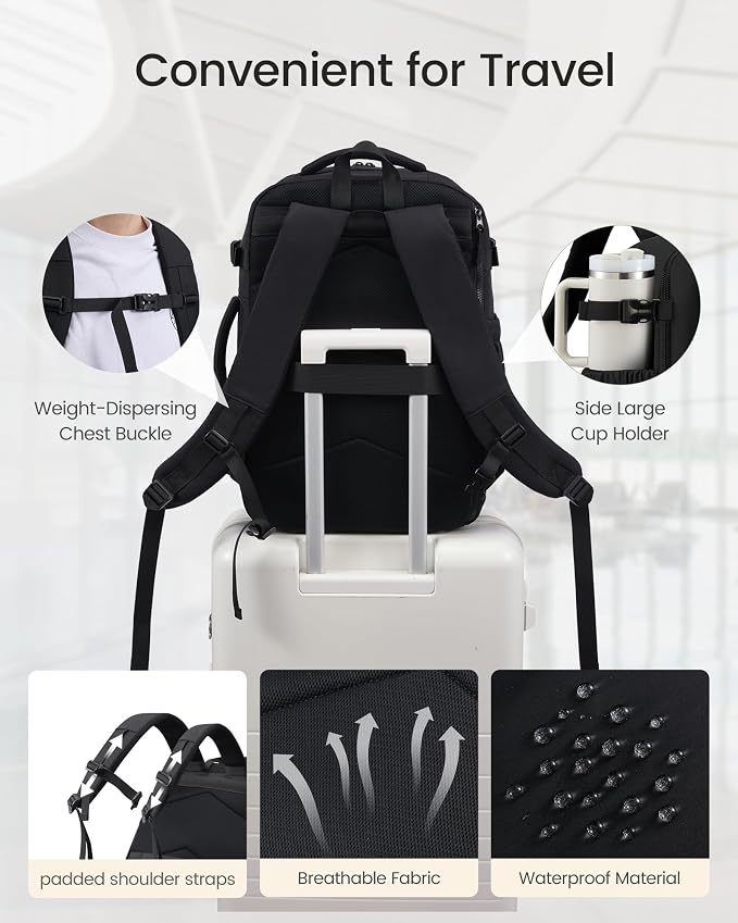 LOVEVOOK 40L Travel Backpack for Women & Men, TSA Approved Carry On Backpack with 3 Packing Cubes, Waterproof Personal Item Bag Fits 17 Inch Laptop, Weekender Essentials Overnight Backpack for Trip - Image 6