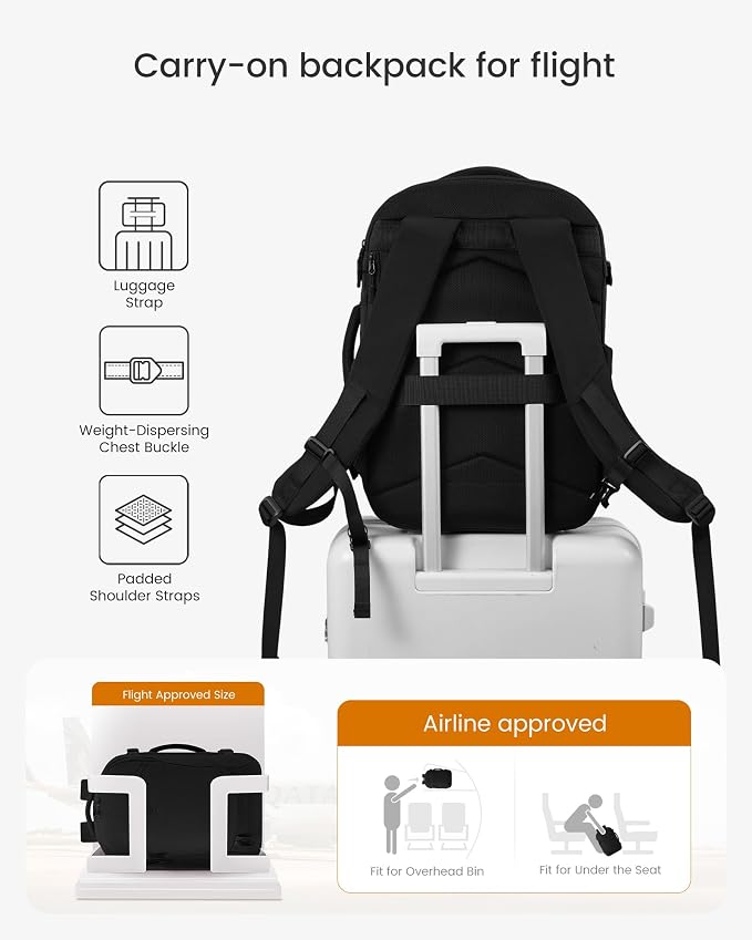 LOVEVOOK 50L Travel Backpack for Women, Airline Approved Carry On Backpack with 2 Packing Cubes, Waterproof Personal Item Bag Fits 17 Inch Laptop, TSA Traveling Essentials Weekender Overnight Backpack - Image 6