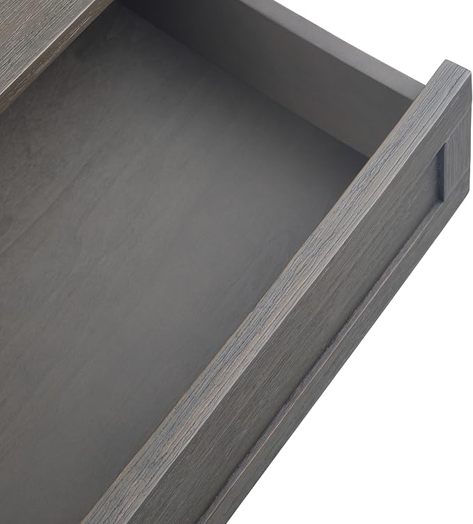 SIMPLIHOME Monroe Square Coffee Table - 38 inch Wide Solid Acacia Wood Living Room Table in Farmhouse Grey, Rustic Cocktail Table for Family Room or Lounge with 2 Drawers and Open Shelf