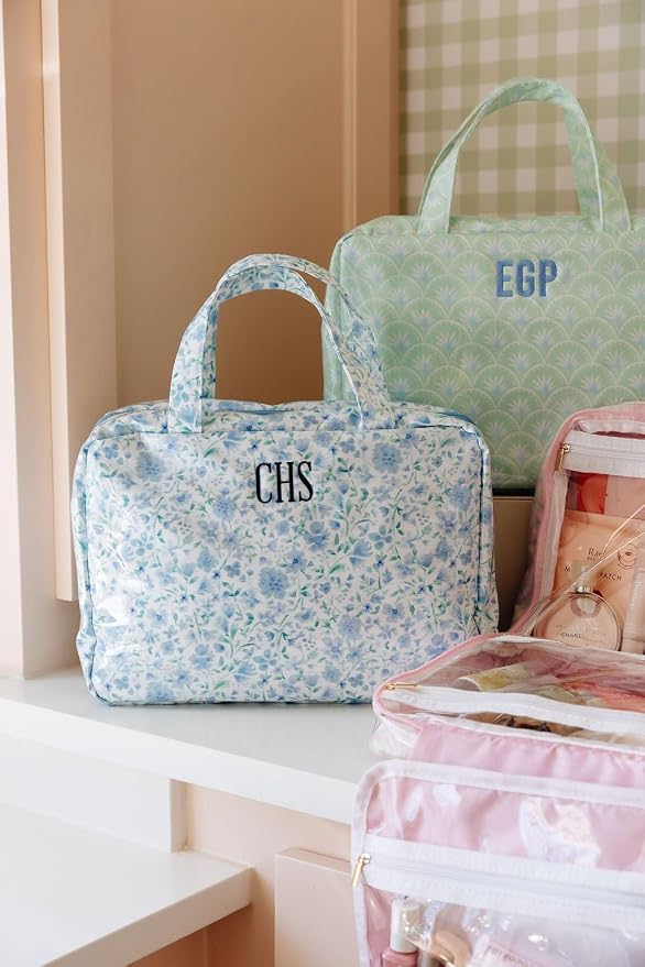 Personalized Hanging Toiletry Bag - Embroidered Travel Organizer for Women, Clear-Coated Makeup Bag with 4 Zipper Compartments, Foldable Organizer, Monogrammed Gift (Palm) - Image 5