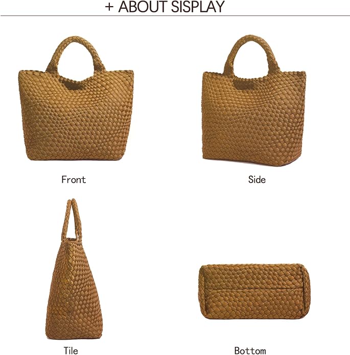 JINMANXUE Woven Hobo Bag For Women Neoprene Tote Bag Large Capacity Handbag Patchwork Handmade Casual Shoulder Bags - Image 5