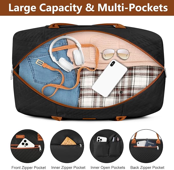 ITIEZY Weekender Overnight Bag for Women - Large Travel Duffel Bag with Shoe Compartment, Gym Duffel Bag Hospital Bag Carry On Tote Bags for Airplanes with Crossbody Bag Toiletry Bag 3Pcs Set - Image 3