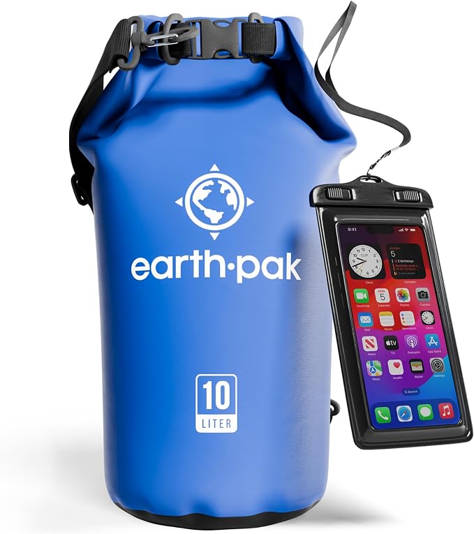 Earth Pak Waterproof Dry Bag - Roll Top Waterproof Backpack Sack Keeps Gear Dry for Kayak with Waterproof Phone Case by earthpak