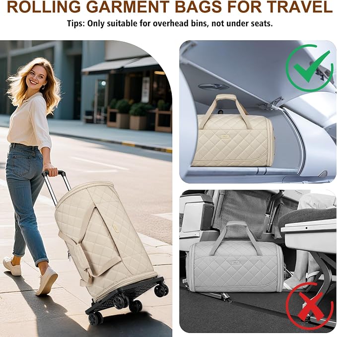 Rolling Garment Bags for Travel - Carry on Convertible Garment Duffle Bags with Wheels for Men Women, 4 in 1 Large Travel Duffel Bags with Shoes Compartment Hanging Suit Dress Weekender Bag 4pcs Set - Image 3