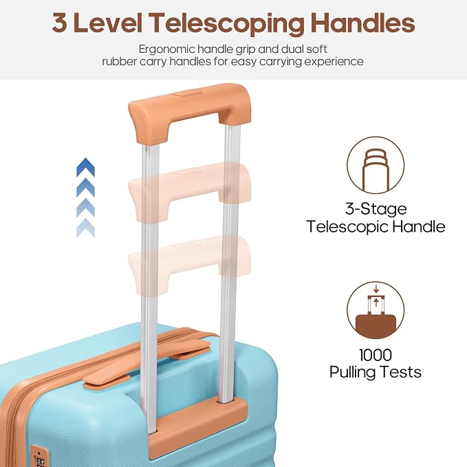 3 Piece Luggage Set, Durable ABS Hardshell Carry On Suitcase Set with Silent Spinner Wheels, YKK Zipper & TSA Lock, Lightweight Large Travel Checked Luggage,20/24/28 Inch - Image 5