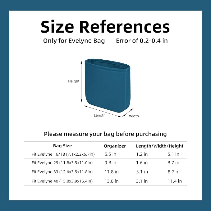DGAZ Silk Purse Organizer Insert for Evelyne Bag(Blue Jean,GM) | Soft and Lightweight,Perfect Fit,Multi-pocket Storage,Bag Protector,Luxury Bag Care,Handmade,for Smooth Bag Organizer - Image 6