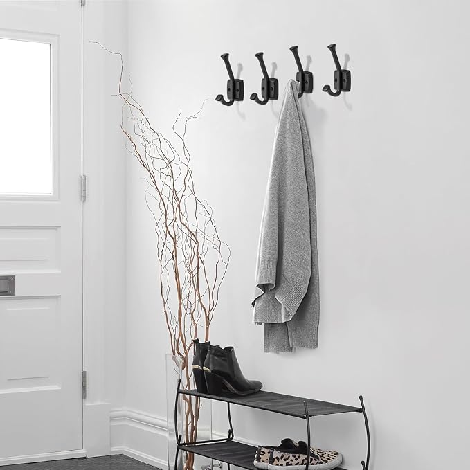 khtumeware 10 Pack 4.7 inch Black Coat Hooks Wall-Mounted Hooks | Applicable to hanging,Towel,robe,bathroom,bag,clothes,entryway Zinc Alloy bathroom hooks - Image 4