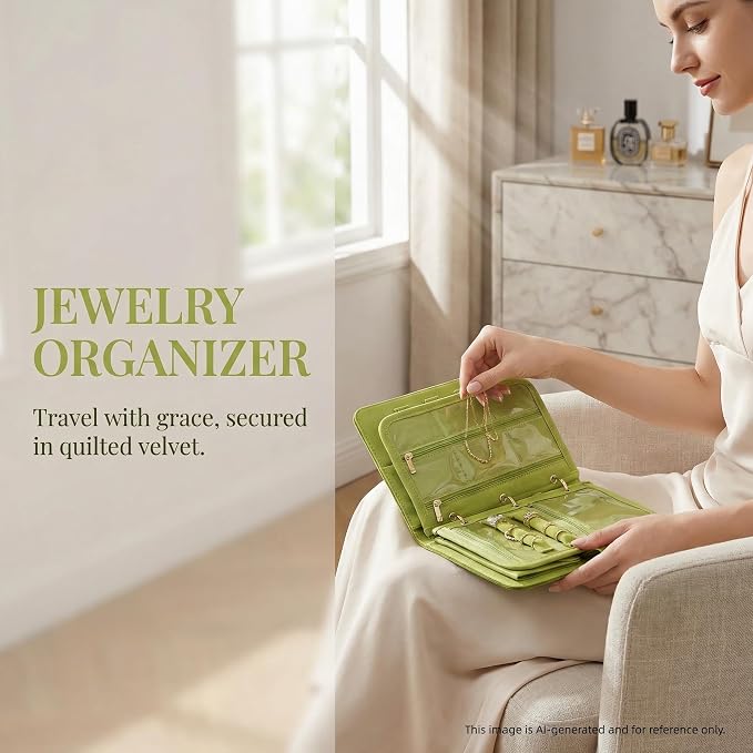 Travel Jewelry Organizer Case, Premium Full Velvet Exterior Leather Frame Portable Jewelry Storage Box, Anti-Tarnish Soft Velvet Lining for Women for Earrings Rings Necklaces, Gift for Wife Mom - Image 4