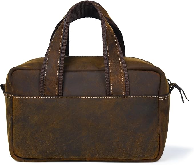 De Lira Extra Large Top-Grain Leather Toiletry Bag, Shaving Kit & Cosmetics Case, 10x6x5.5 in, Travel Organizer for Men & Women Dark Brown - Image 3