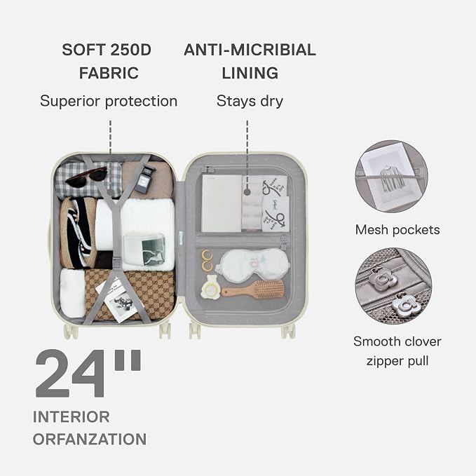 artrips Checked Luggage 24 Inch, Lightweight Hard Shell Suitcase with Spinner Wheels, Medium Travel Suitcase for 4–7 Day Trips, White - Image 3
