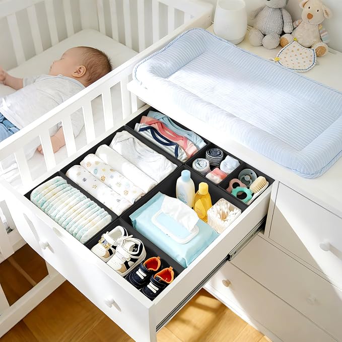 DIMJ Drawer Organizer Clothes Storage - 26 Pack Baby Dresser Organizer for Nursery, Small Fabric Closet Drawer Organizer Bins for Underwears Socks, Foldable Storage Dividers Organization for Bedroom - Image 2