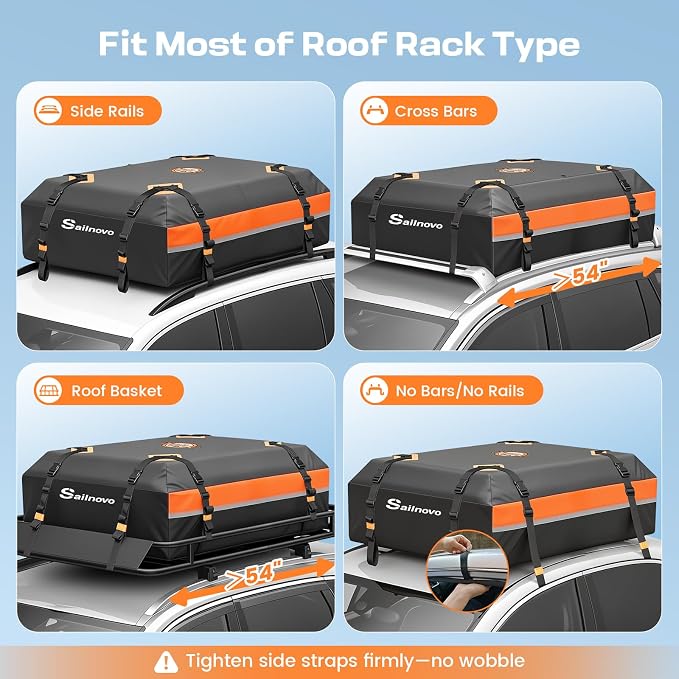 Sailnovo Car Rooftop Cargo Carrier 15 Cubic Feet, Waterproof 1000D PVC Car Roof Bag with Anti-Slip Mat, Combination Lock, Storage Bag, Door Hooks & Tie-Down Strap fit Vehicle with/Without Luggage Rack - Image 5