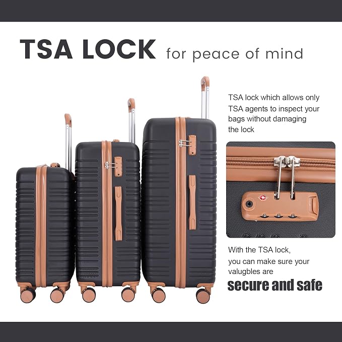 Amalodie Luggage Sets 5 Piece Suitcases with Double Spinner Wheel,Suitcase Set ABS Hard Case Luggage with TSA Lock and Durable Waterproof Travel Luggage - Image 3