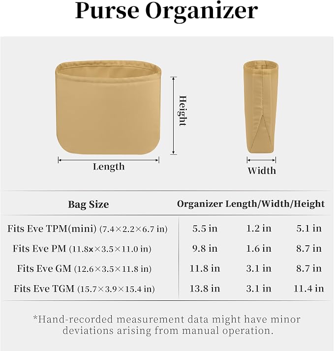 Purse Organizer Insert for Luxury Bag - Satin & Lightweight Fabric with Inside Pockets, Portable for Commute, Travel, Shopping, and Evening, Multicolor Options, Fits Evelyne 16/18 TPM(Biscuit, TPM) - Image 7