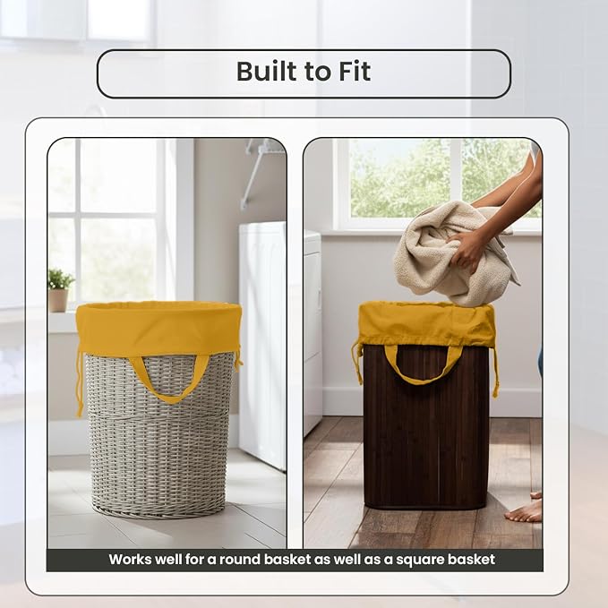 LFH Home Cotton RichCanvas Large Laundry Bag with Handle, Heavy Duty Drawstring Closure Washable Laundry Bags, School Travel, Home, Hotel, College Dorm, Organizer Sack, Toys Clothes 20x30-Yellow - Image 7