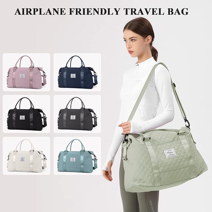 Travel Duffel Bag, Carry On Overnight Weekender Bags for Women | Travel Bag with Wet Pocket & Trolley Sleeve, For Spirit Airlines 18x14x8 Personal Item Bag - Image 7