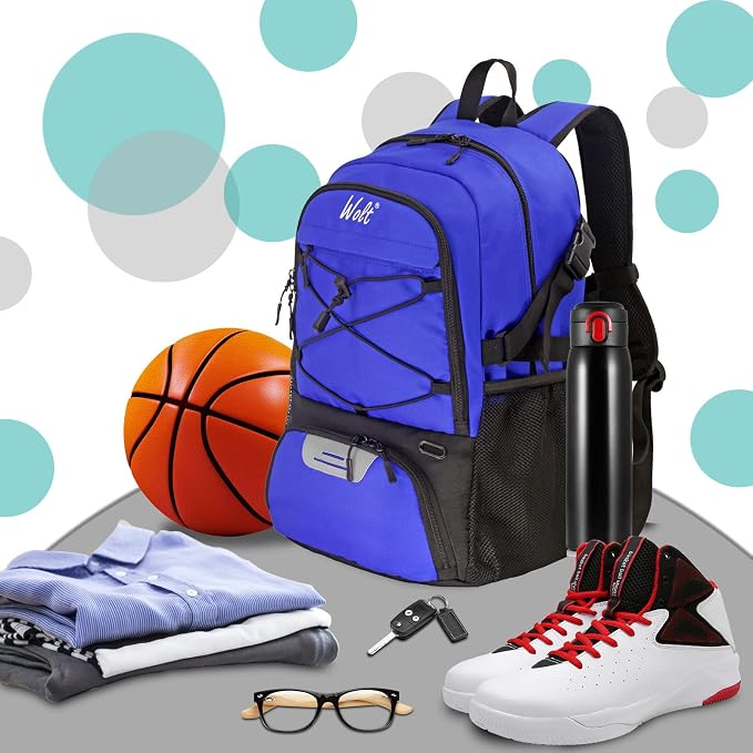WOLT Basketball Backpack Large Sports Bag with Separate Ball Holder & Shoes Compartment, Best for Basketball, Soccer,Gym - Image 3