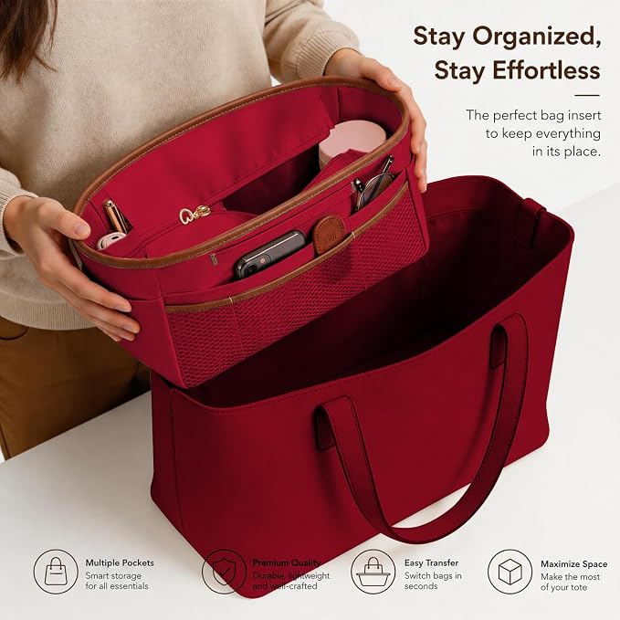 GIVLEFLY Purse Organizer Insert for Tote Bag, 12.99 Inch Satin Bag Organizer with Zipper Pocket, Multi Pocket Handbag Organizer - Image 5