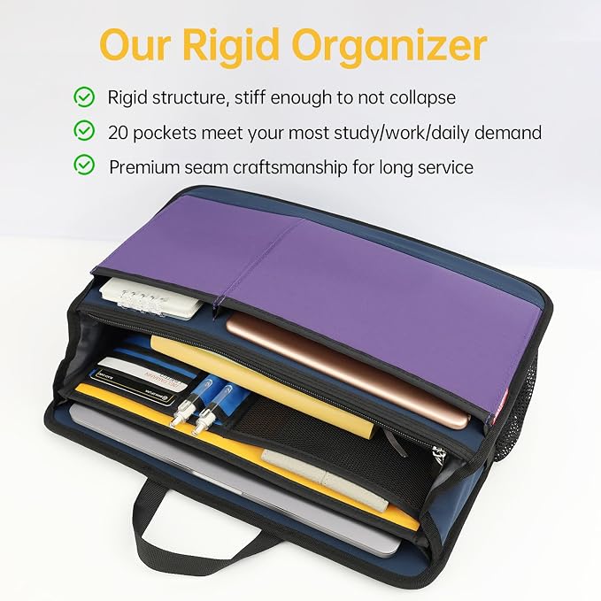 Large Rugged Organizer Insert for Briefcase Tote Shoulder Messenger Bag-20 Pockets,Padded Water-repellent Nylon-Mix - Image 4