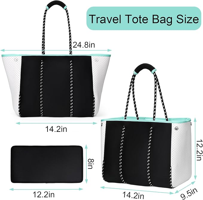 IBFUN Neoprene Bag, Large Multipurpose Beach Bag Neoprene Tote Bag with Inner Pocket for Women/Pool - Image 5