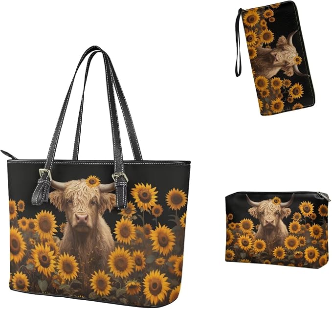 Women Purse Handbags Wallet Sets Leather Shoulder Tote Bag for Women,Top Handle Purse with Wrist Wallet Bag - Image 3