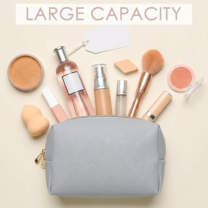 5 Pcs Makeup Bag Bulk PU Leather DIY Cosmetic Plain Preppy Makeup Pouch Portable Waterproof Toiletry Bags for Women Travel Pencil Case Cosmetic Organizer (Morandi Colors) - Image 3